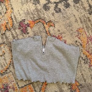Women’s Grey Ribbed Crop Top
